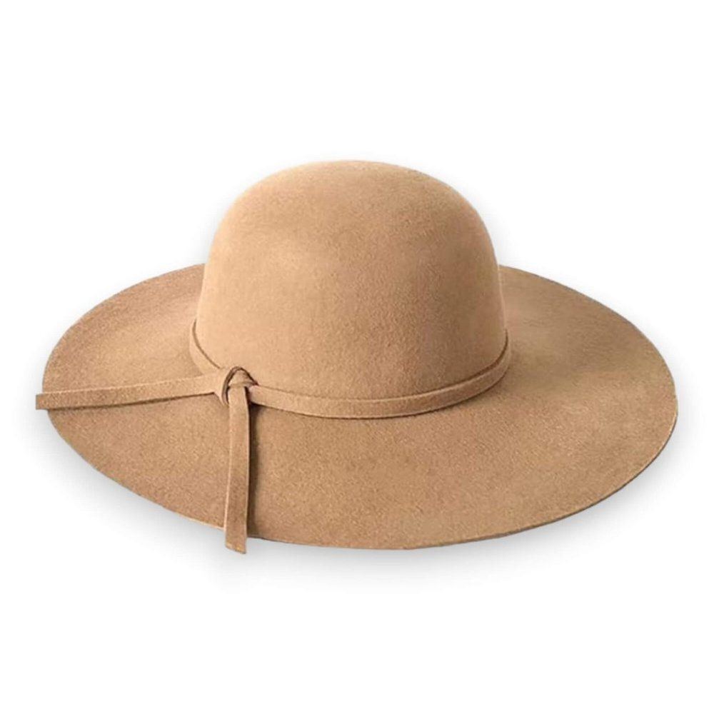 Boho Tan Round Dome Crown Extra Wide Brim Floppy Hat NEW